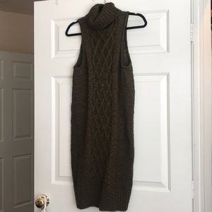 Olive-green, Cable knit sweater dress. Size medium